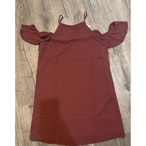Naked Zebra Cold Shoulder Dress Ruffle Sleeve Casual Mini Dress Medium‎